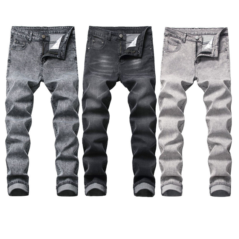 Younger-Looking Men's Jeans Mid Waisted Jeans Straight Pants