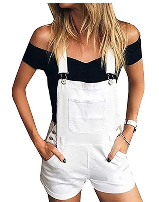 Women's Denim Shorts Jean Romper Workout Jumpsuit Shortalls