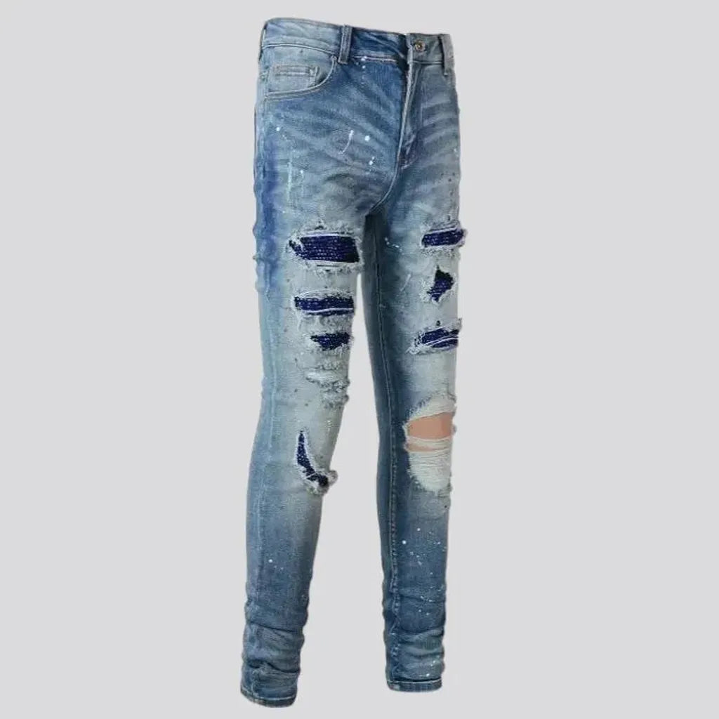 Y2k men's sanded jeans