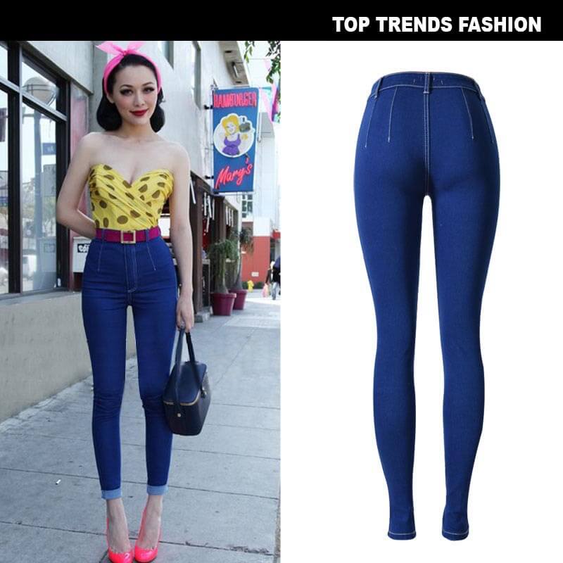 Women's Jeans Elasticity Slim High Waist Pencil Pants For Women