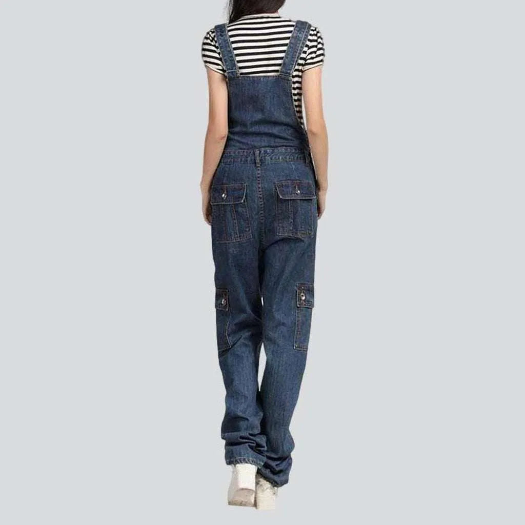 Women's stonewashed jean dungaree