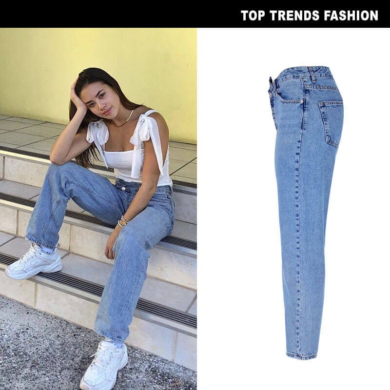 Women's Jeans Straight Pants High-low irregularity Waisted Bell-bottom