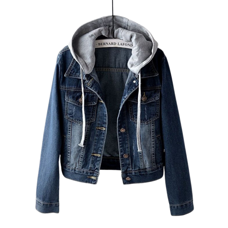 Women's Fashion Street Style Denim Jacket Urban Streetwear with Remove Hooded