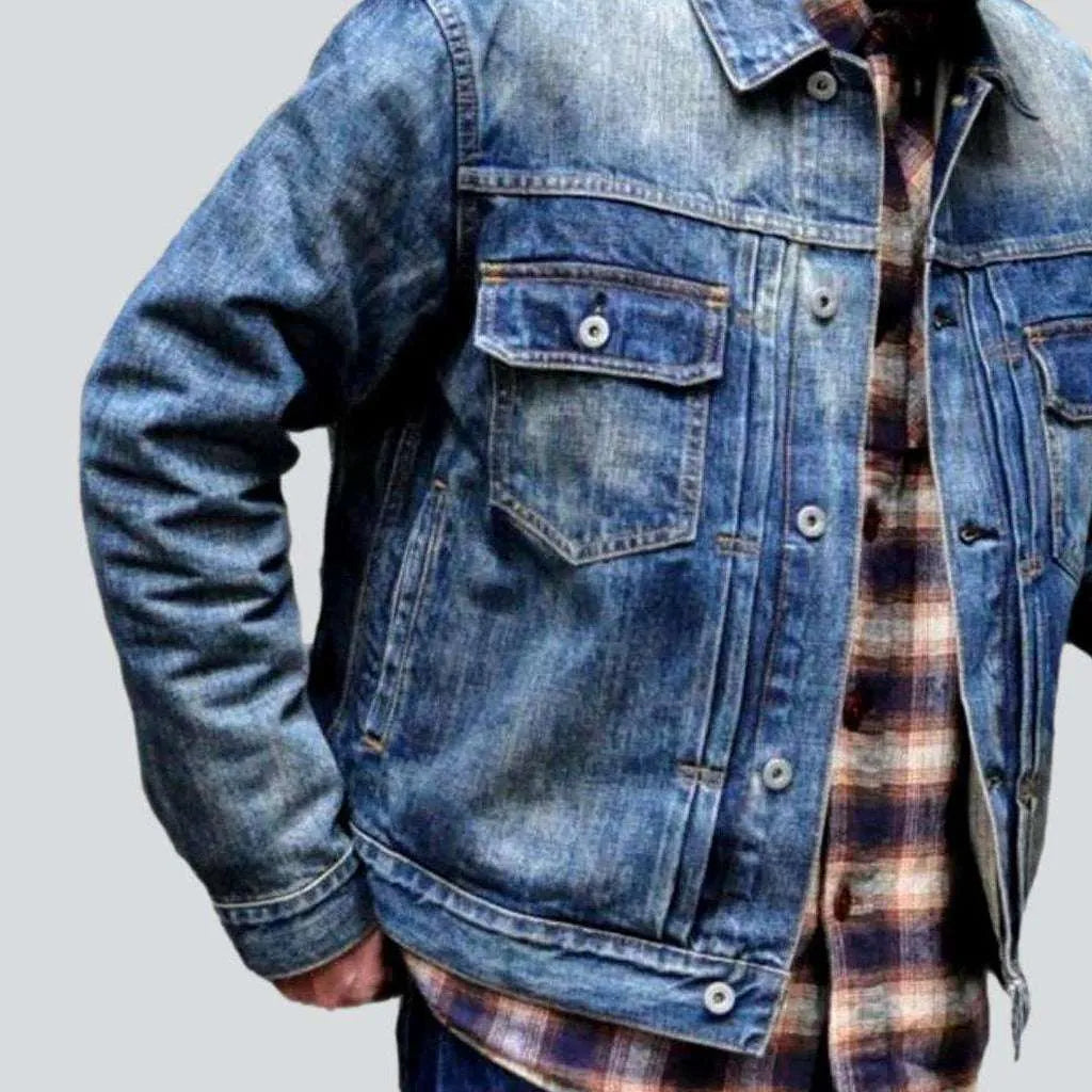 14oz self-edge men's jean jacket