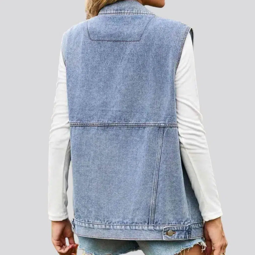 Stonewashed fashion denim vest for ladies