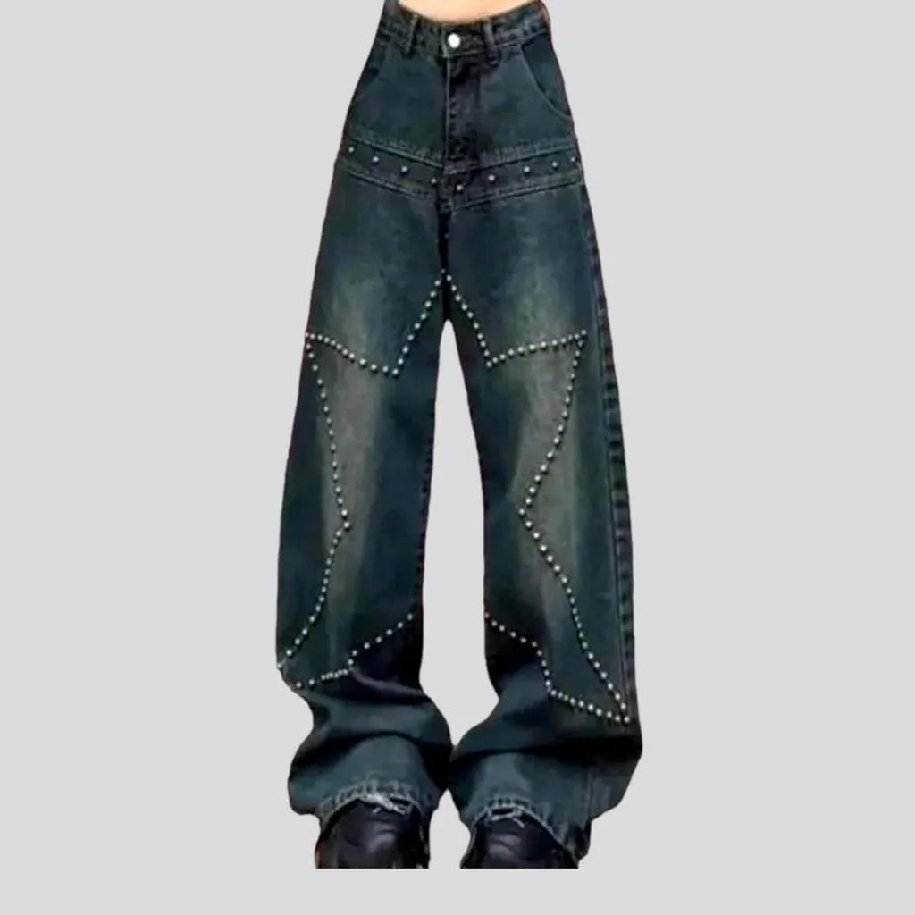 Y2k rivet jeans for ladies