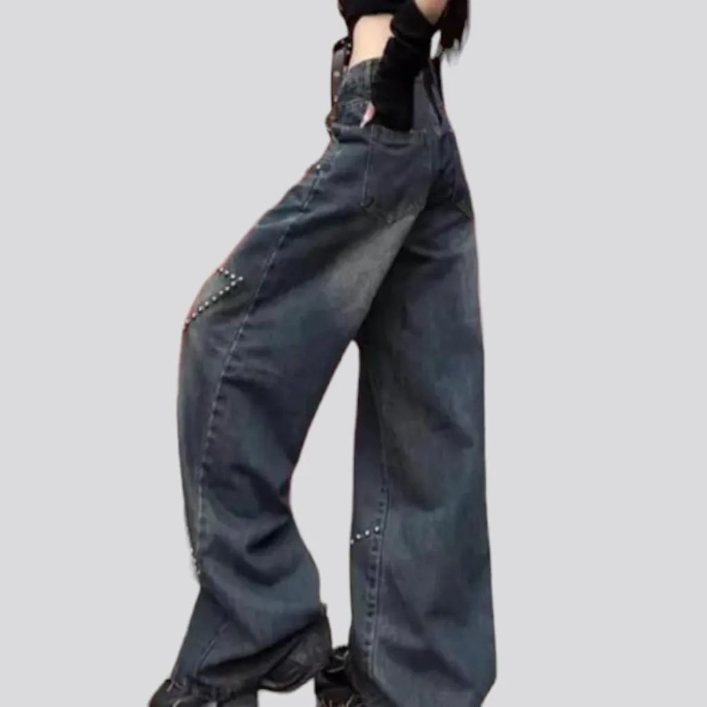 Y2k rivet jeans for ladies