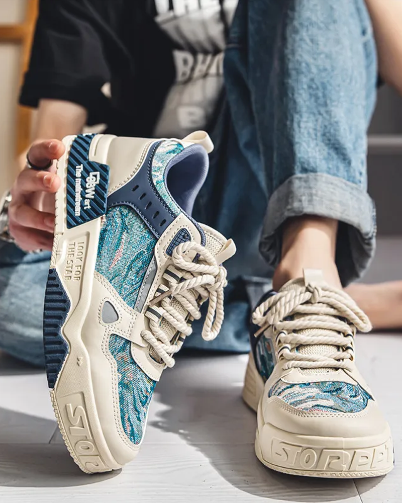 White And Blue Sneakers