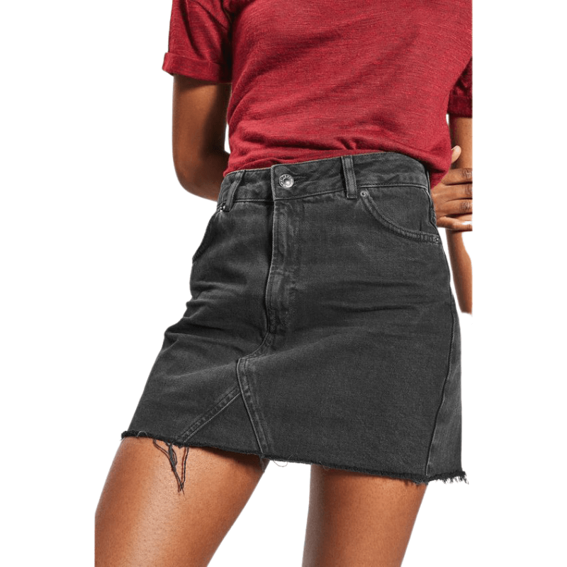 Women's Casual Washed Frayed Pockets Denim Jean Short Skirt