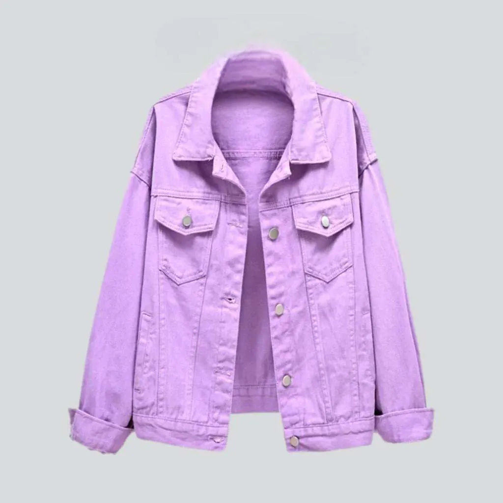 Y2k color jeans jacket for ladies