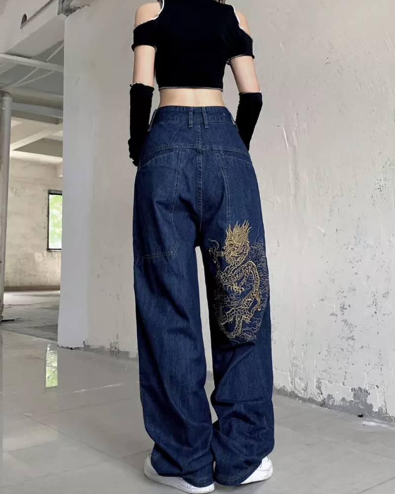 Dragon Embroidered Jeans