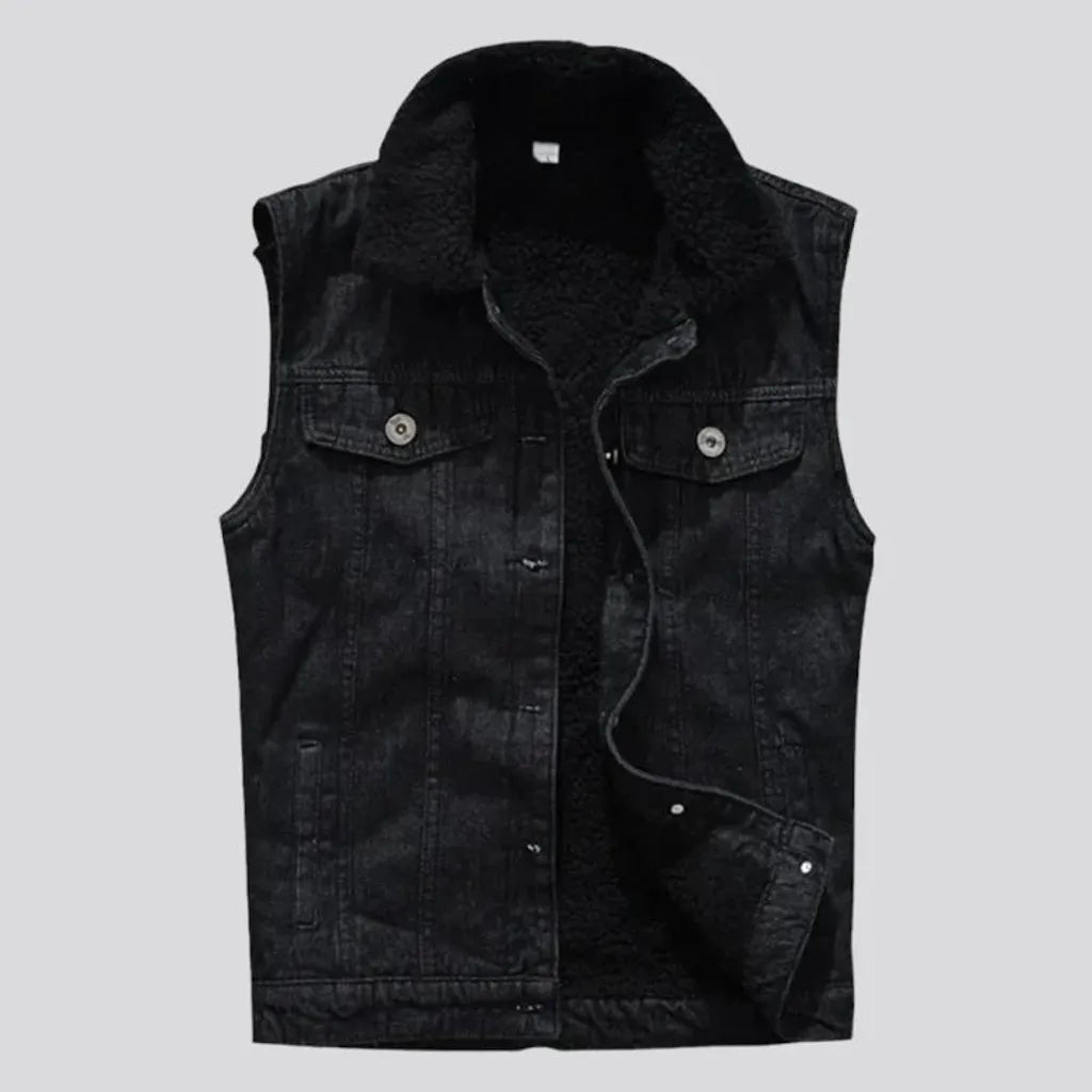 Sherpa men's denim vest