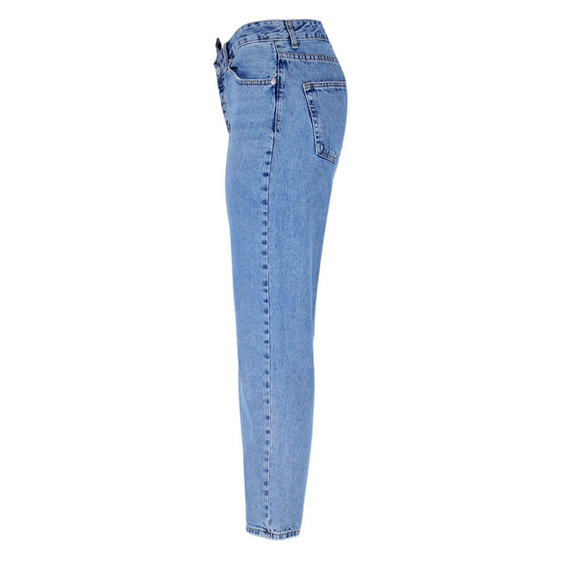 Women's Jeans Straight Pants High-low irregularity Waisted Bell-bottom