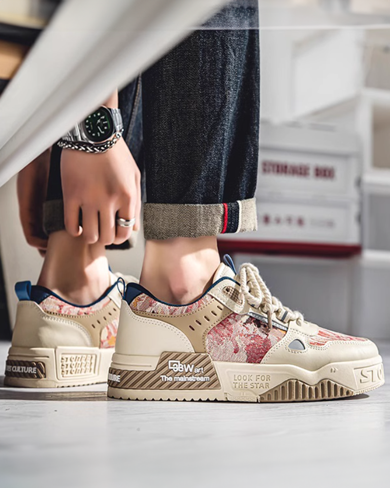 Beige And Red Sneakers