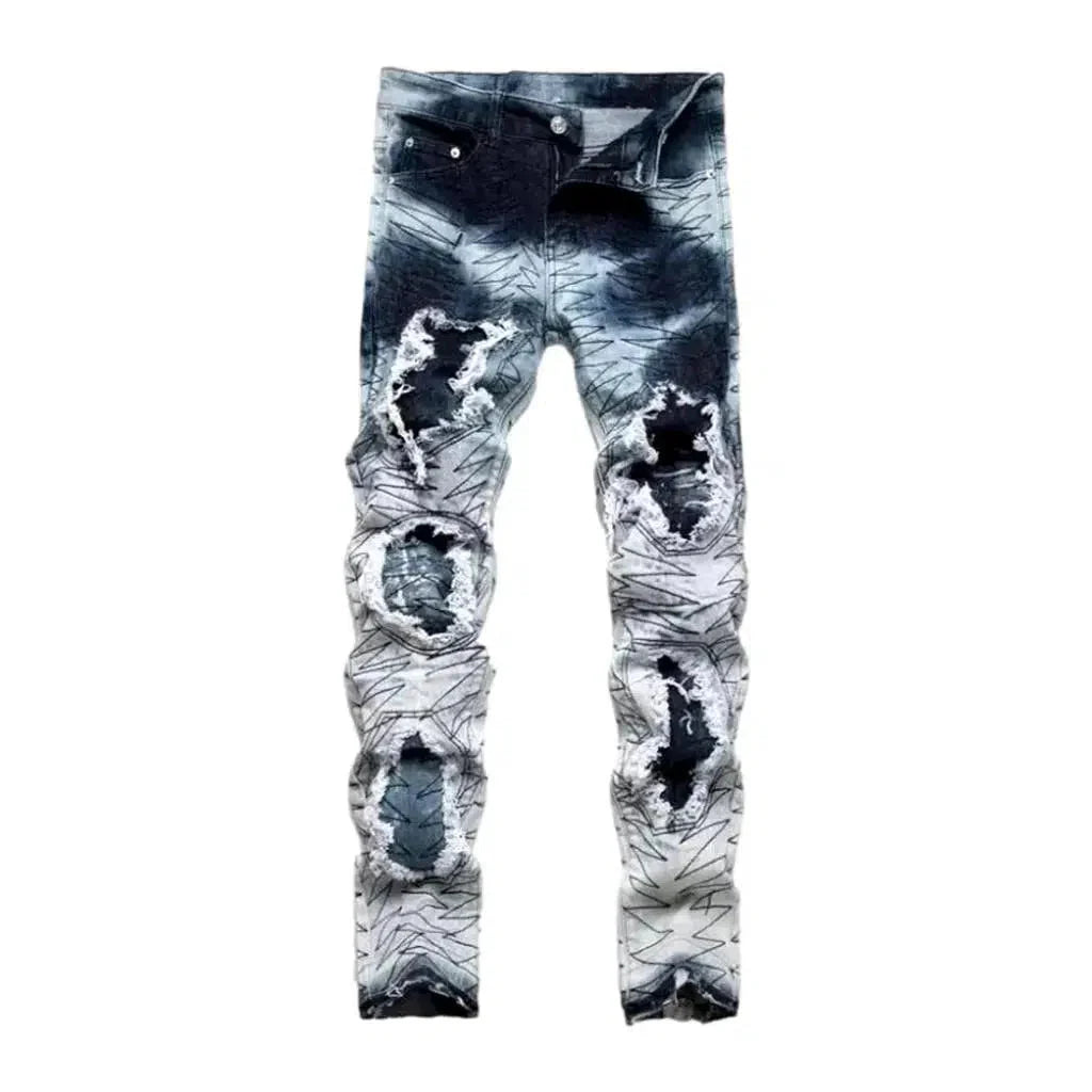 5-pocket men's tie-dyed jeans