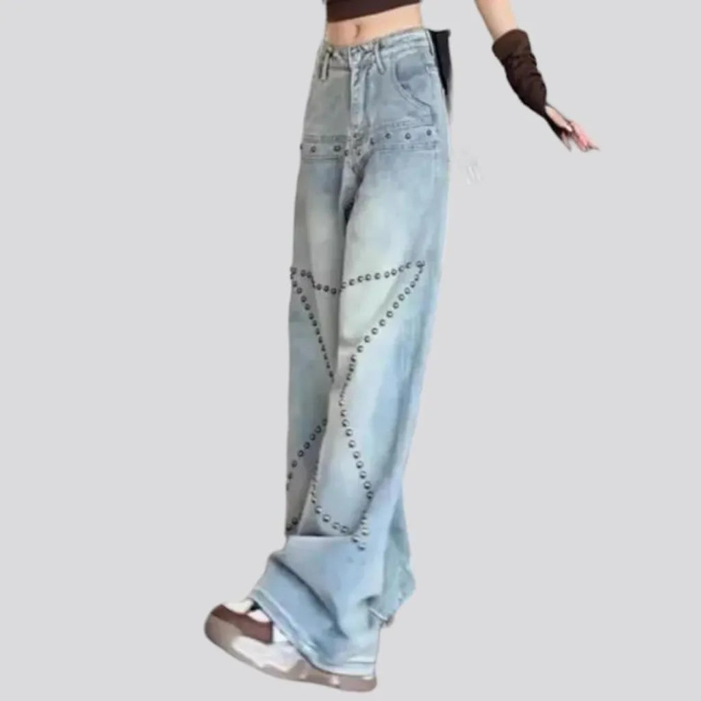 Y2k rivet jeans for ladies