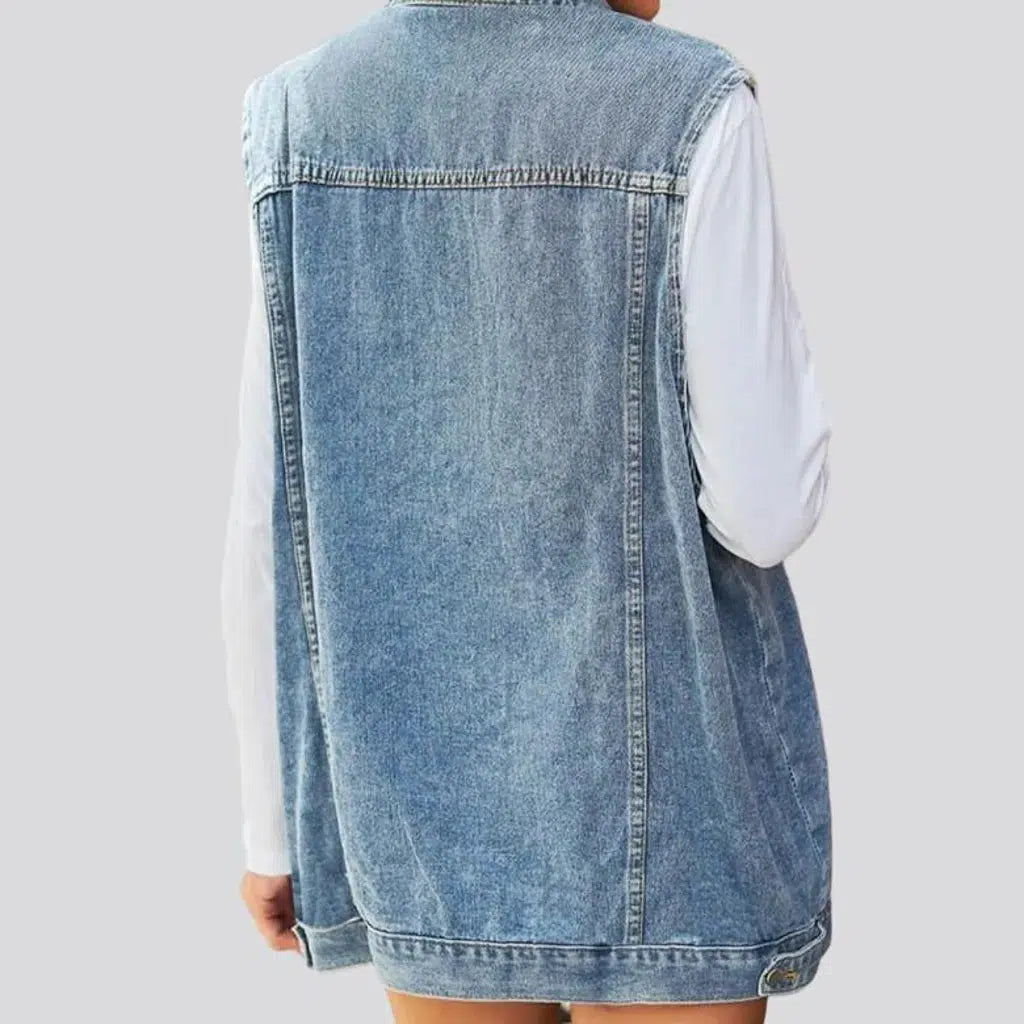 Stonewashed 90s jeans vest for women