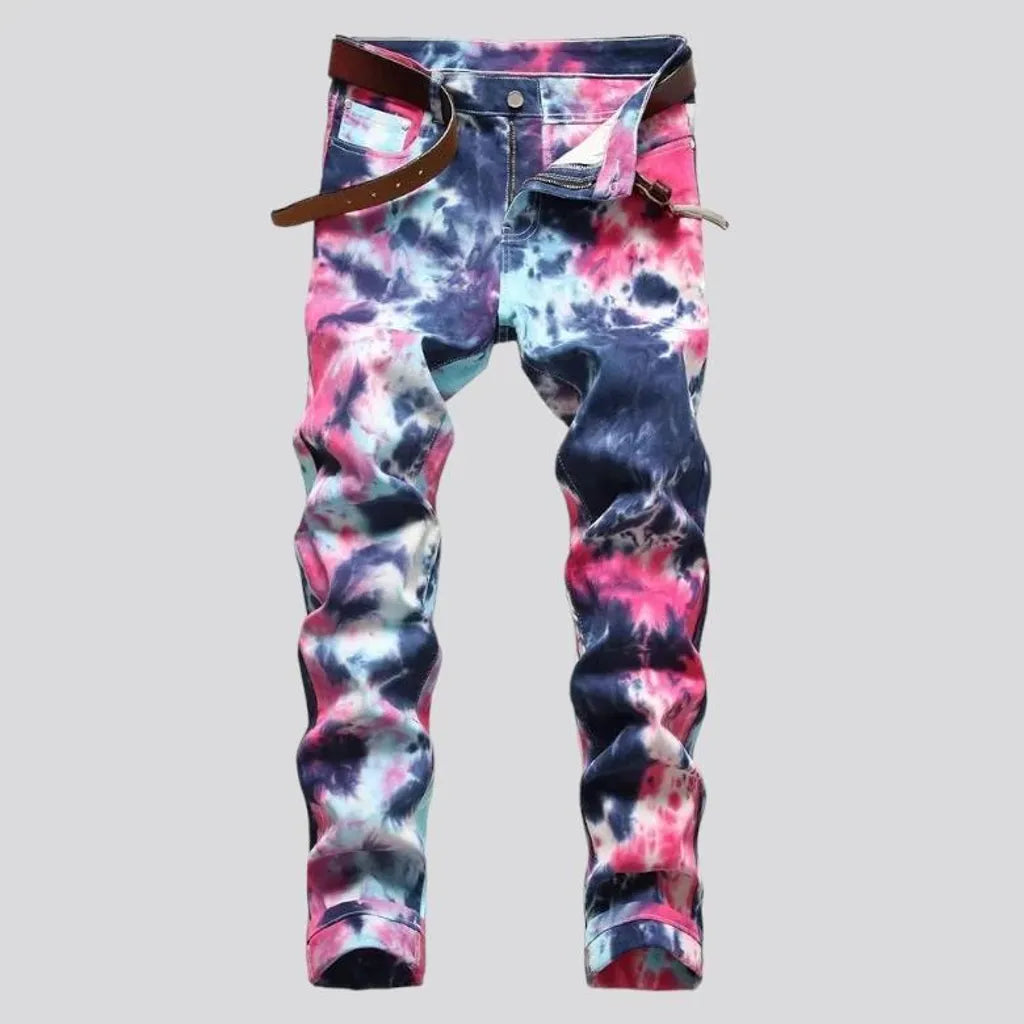 Y2k men's tie-dyed jeans