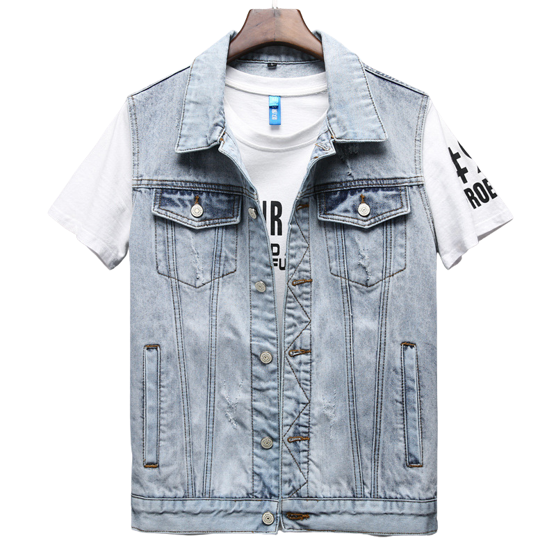 Plum Blossom Embroidery Denim Waistcoat Men's Denim Vest