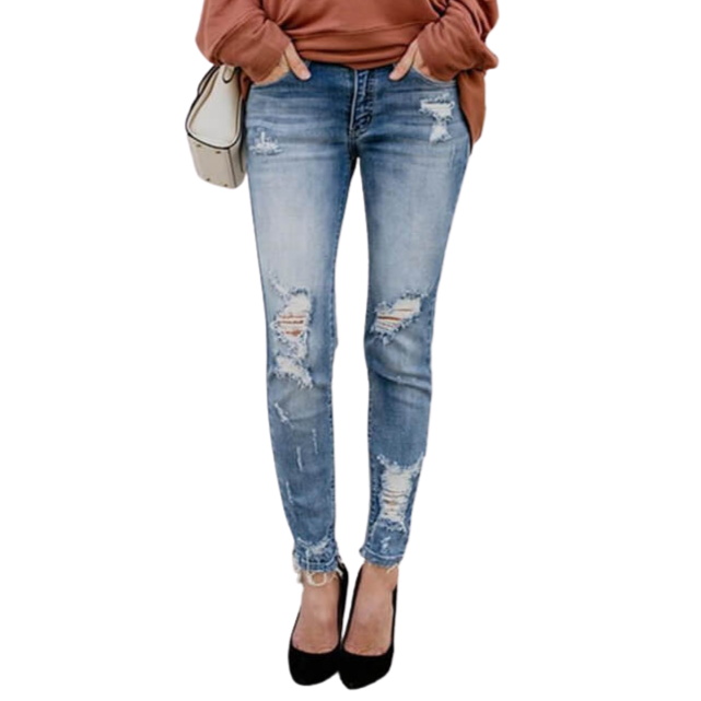 Women's Destroyed Jeans Skinny Pencil Pants Fashion Jeans