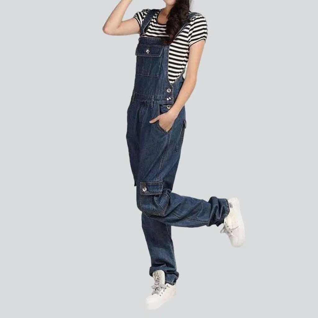 Women's stonewashed jean dungaree