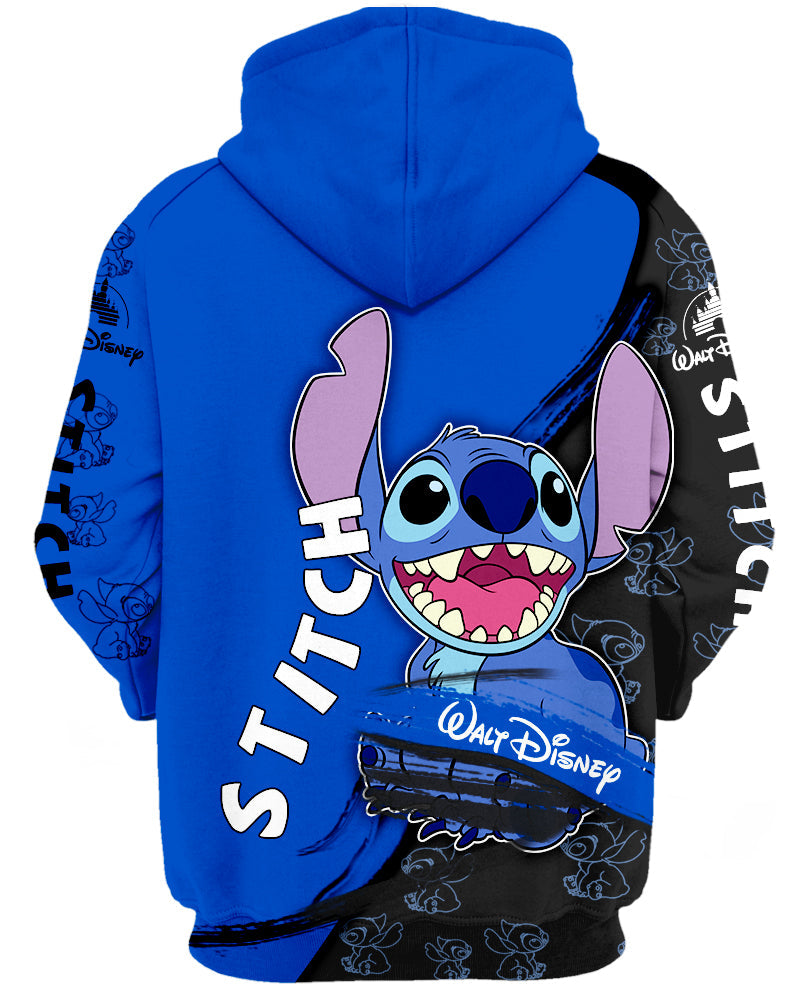 Black and Blue Stitch Zip-up Hoodie