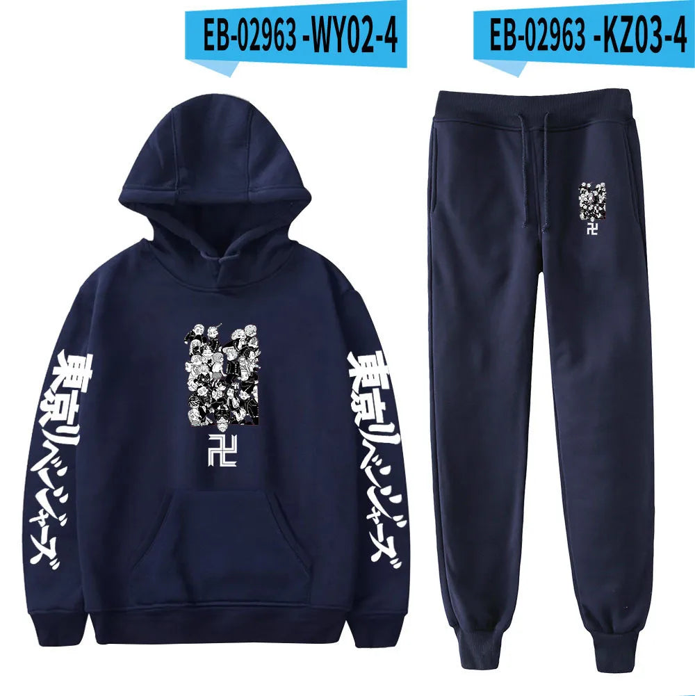 Anime Tokyo Revengers Cosplay Plus Size Hoodie and Sweatpants Set