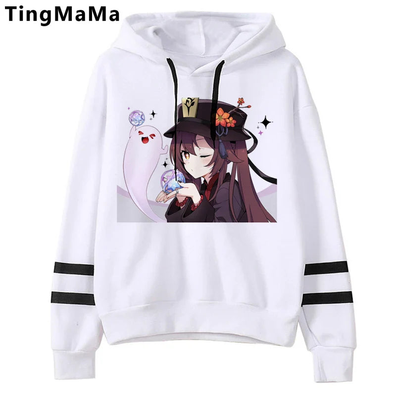 Genshin Impact Hoodies Men Kawaii  Hu Tao Graphic Streetwear Harajuku Casual Winter Warm Unisex Sweatshirts Male