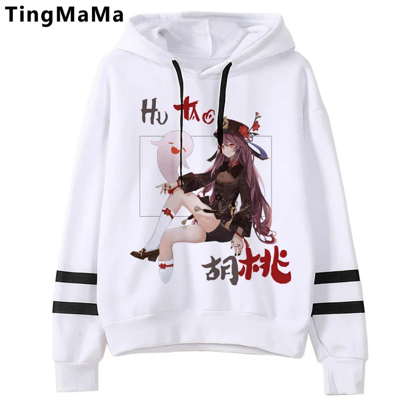 Genshin Impact Hoodies Men Kawaii  Hu Tao Graphic Streetwear Harajuku Casual Winter Warm Unisex Sweatshirts Male