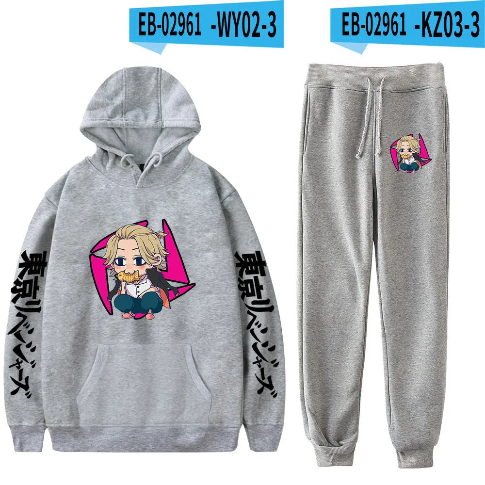 Anime Tokyo Revengers Cosplay Plus Size Hoodie and Sweatpants Set