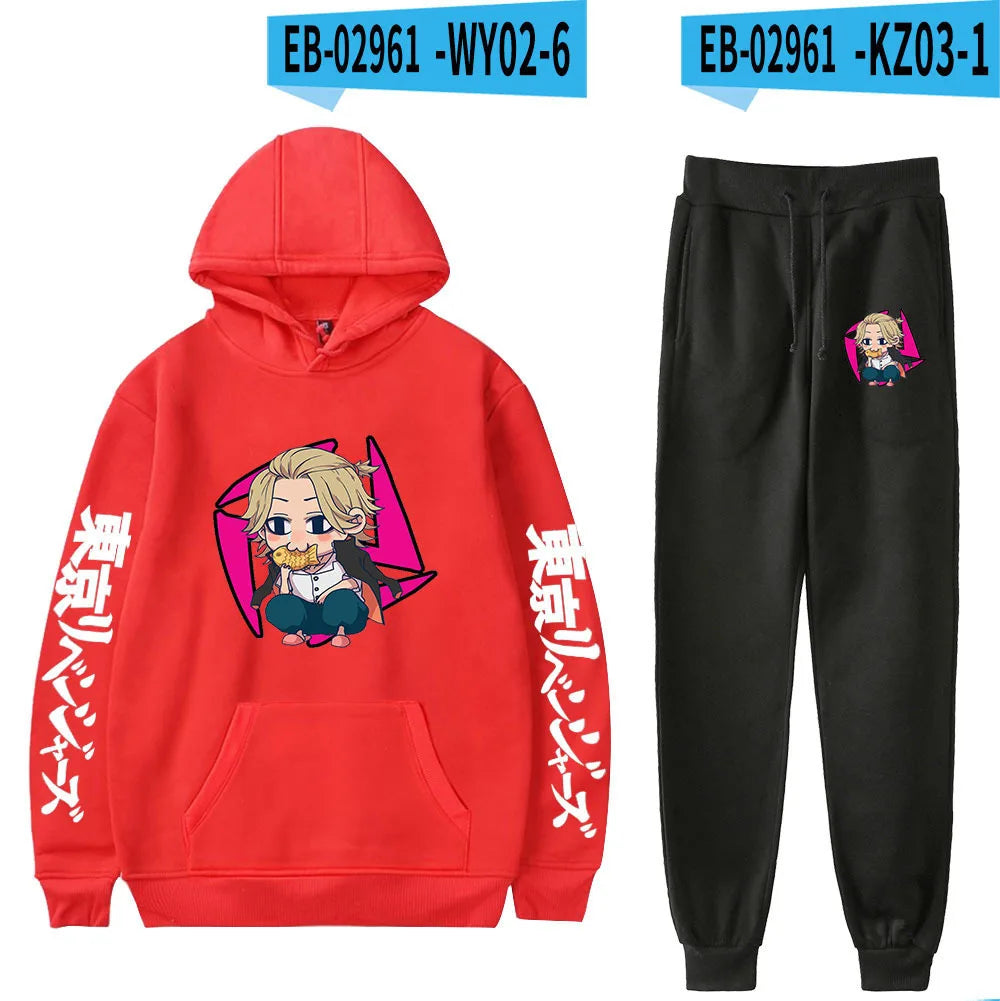 Anime Tokyo Revengers Cosplay Plus Size Hoodie and Sweatpants Set