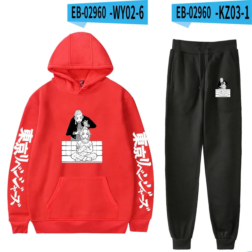 Anime Tokyo Revengers Cosplay Plus Size Hoodie and Sweatpants Set