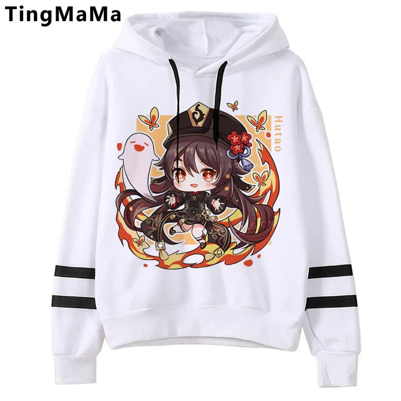 Genshin Impact Hoodies Men Kawaii  Hu Tao Graphic Streetwear Harajuku Casual Winter Warm Unisex Sweatshirts Male