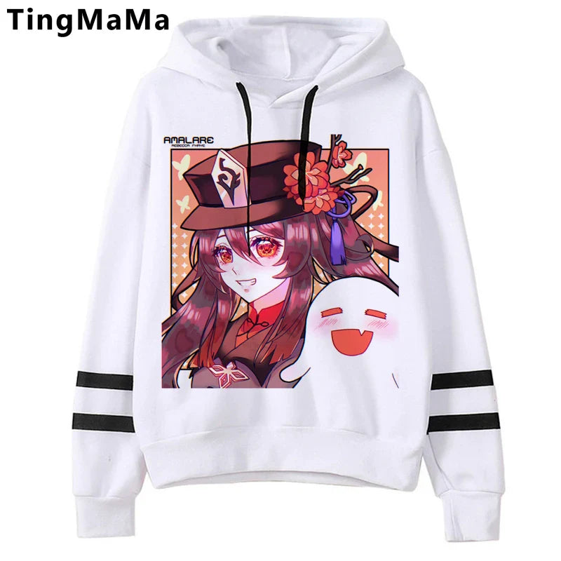 Genshin Impact Hoodies Men Kawaii  Hu Tao Graphic Streetwear Harajuku Casual Winter Warm Unisex Sweatshirts Male