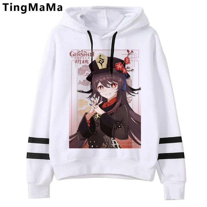 Genshin Impact Hoodies Men Kawaii  Hu Tao Graphic Streetwear Harajuku Casual Winter Warm Unisex Sweatshirts Male