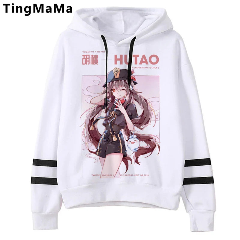 Genshin Impact Hoodies Men Kawaii  Hu Tao Graphic Streetwear Harajuku Casual Winter Warm Unisex Sweatshirts Male