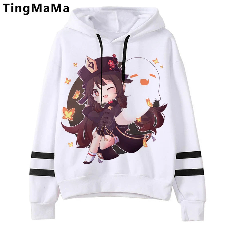 Genshin Impact Hoodies Men Kawaii  Hu Tao Graphic Streetwear Harajuku Casual Winter Warm Unisex Sweatshirts Male