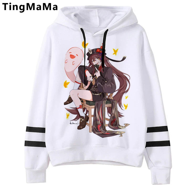 Genshin Impact Hoodies Men Kawaii  Hu Tao Graphic Streetwear Harajuku Casual Winter Warm Unisex Sweatshirts Male