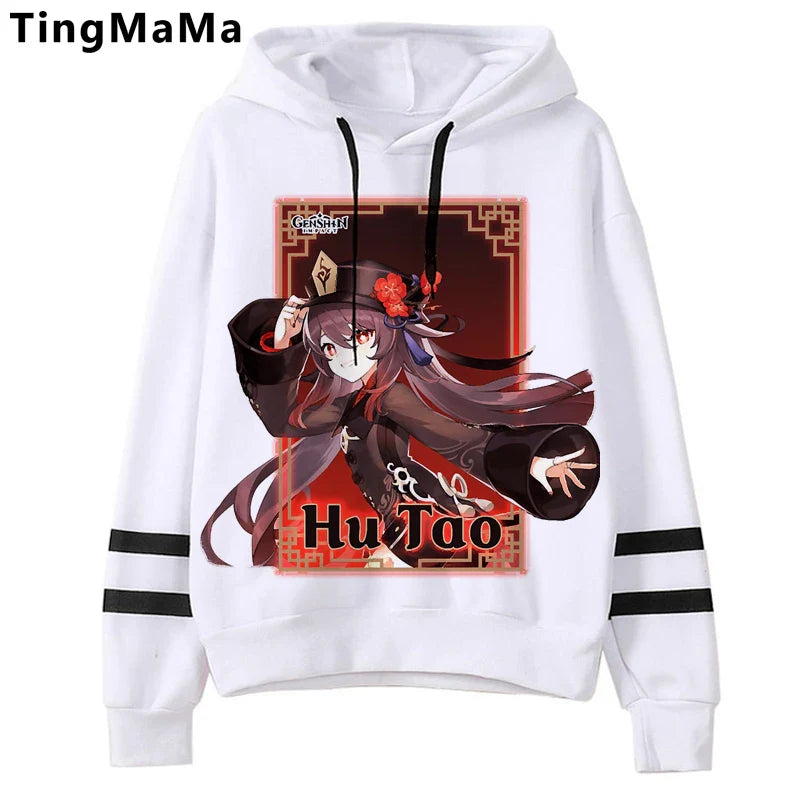 Genshin Impact Hoodies Men Kawaii  Hu Tao Graphic Streetwear Harajuku Casual Winter Warm Unisex Sweatshirts Male