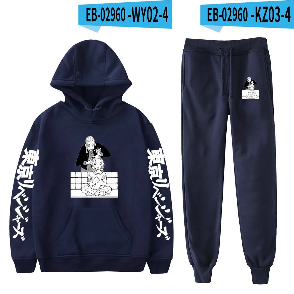 Anime Tokyo Revengers Cosplay Plus Size Hoodie and Sweatpants Set