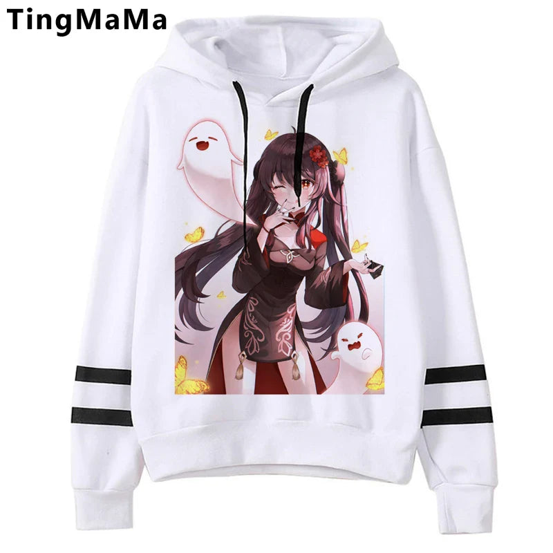 Genshin Impact Hoodies Men Kawaii  Hu Tao Graphic Streetwear Harajuku Casual Winter Warm Unisex Sweatshirts Male