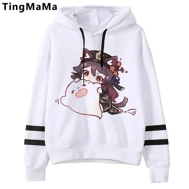 Genshin Impact Hoodies Men Kawaii  Hu Tao Graphic Streetwear Harajuku Casual Winter Warm Unisex Sweatshirts Male