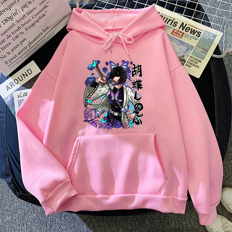 Anime Demon Slayer kochou Shinobu Hoodie - Casual Pullover Sweatshirt