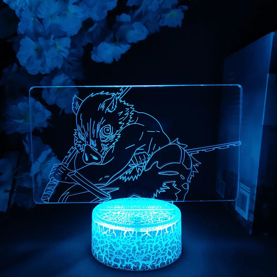 3d Anime Light Kimetsu No Yaiba Inosuke Hashibira Night Light Led Lamp Demon Slayer