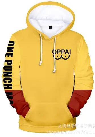 One Punch Hero Men's New 3D printed Hoodies Slim Fit Hooded Sweatshirt Outwear Warm Coat Jacket Zip Up Casual Tops