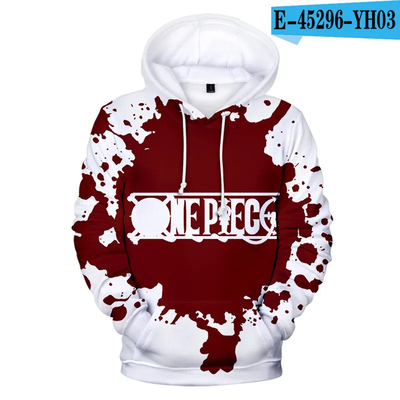 One Piece Anime Hoodie Monkey D. Luffy 6 To 19 Years Kids Sweatshirt 3D Hoodie Boys Girls Tops Children Clothes