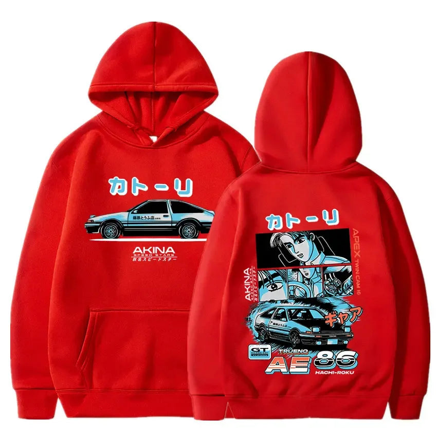 Initial D Manga Hachiroku Shift Drift Men's Hoodie Anime Takumi Fujiwara Tofu Shop Delivery AE86 Sweatshirt Streetwear Pullover