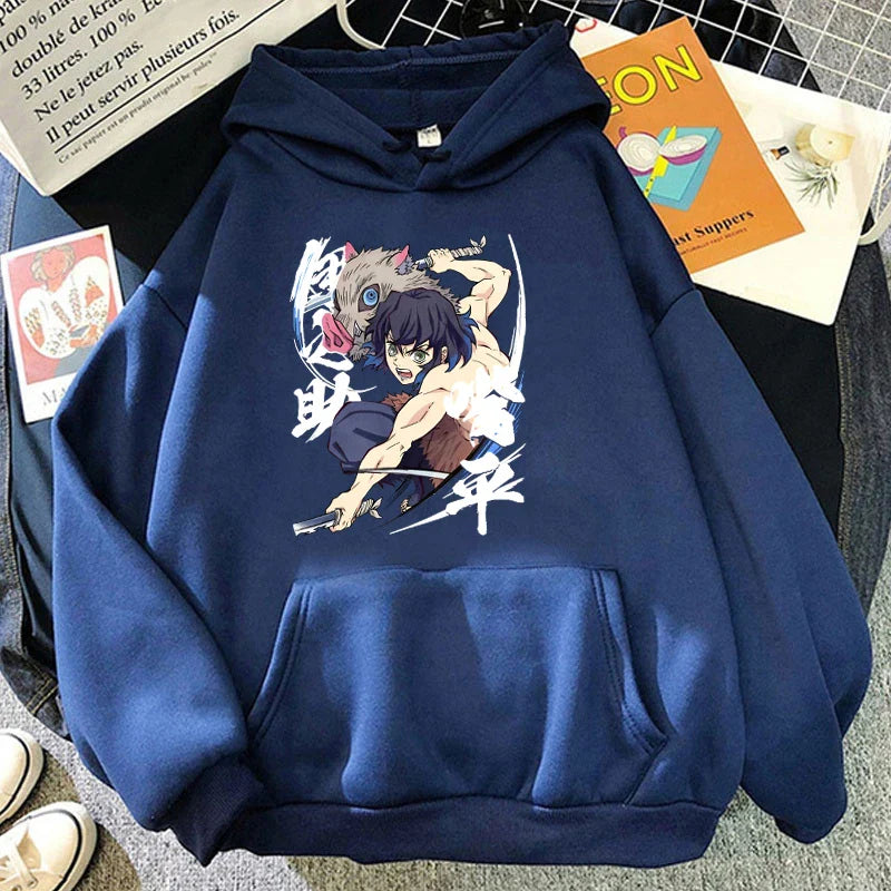 New Anime Hashibira Inosuke Printed Hoodies Women Men Sweatshirt Hooded Casual Tops Pullovers