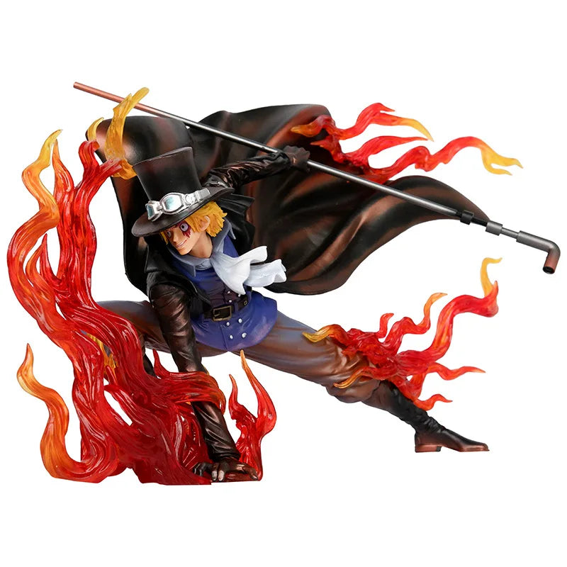 24cm One Piece Anime Figure fire punch Sabo special effects Statue Collection Ornaments PVC Model Action Figure Doll Gift Toys