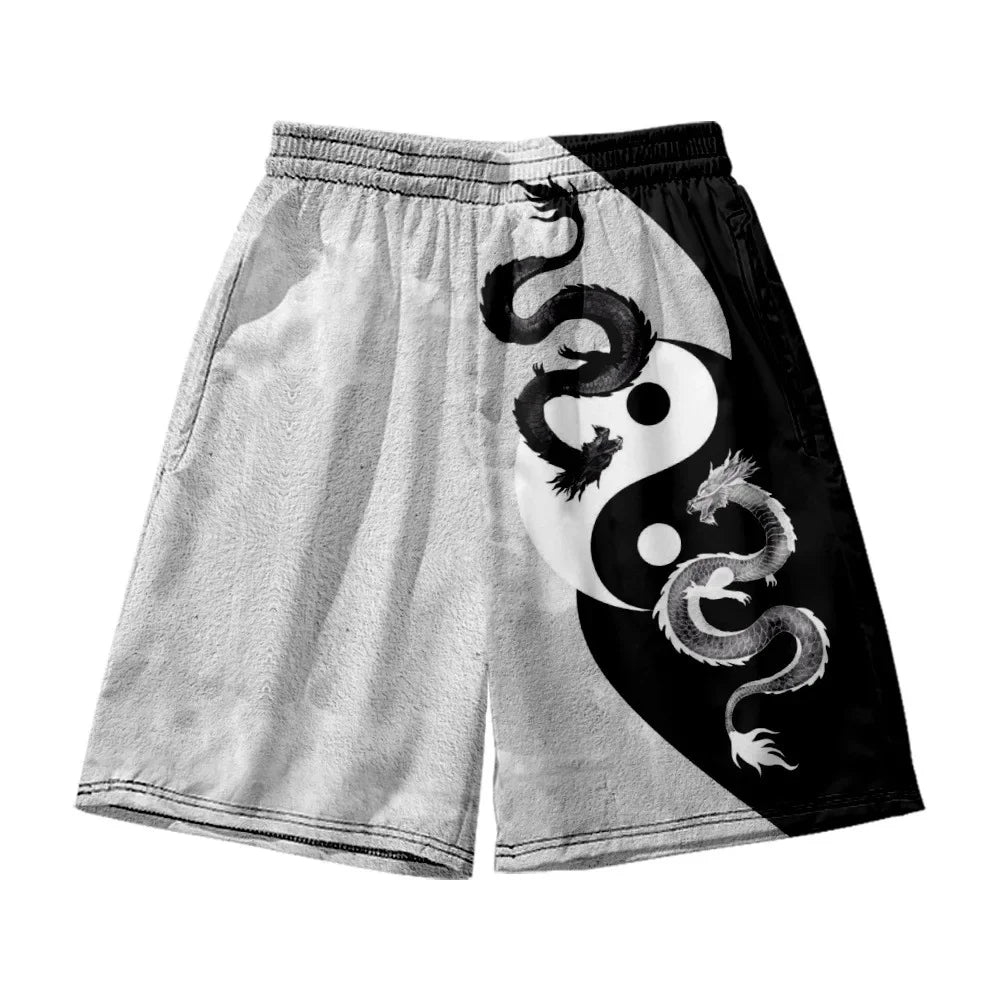 3D Chinese Style Dragon Board Shorts Beach Summer Men hip hop Sport Surfing Costumes Trunks Swimwear Cartoon Short Pants